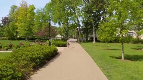 Walking Sidewalk Late Spring Early Summer First Person Pov Gopro — Stock video