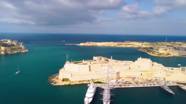 Vista Grand Harbour Senglea Isla Península Com Fort Saint Michael — Vídeo de Stock