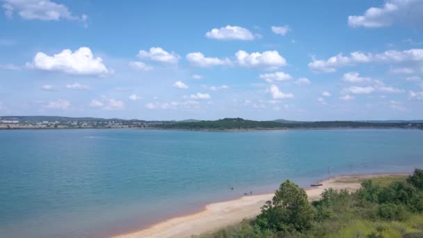 Aerial Shots Lake Park Texas Popular Canyon Lake While Barely — Stockvideo