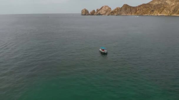Passing Tiny Fishing Boats Greenish Blue Sea Cortez Rushes Wings — Stock videók