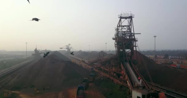 Stacker Reclaimer Machines Dump Trucks Stockpile Iron Ore Coal Handling — Video