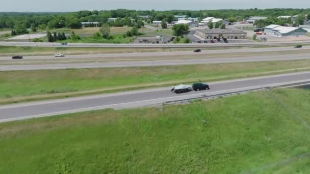 Suv Hauling Covered Boat Road Highway — Video Stock