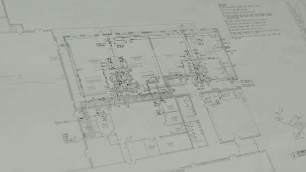 Complicated Hvac Blueprint Plans White Paper — ストック動画
