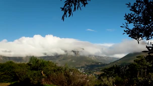 Elevated View Table Mountain Lion Head Covered Clouds — Videoclip de stoc