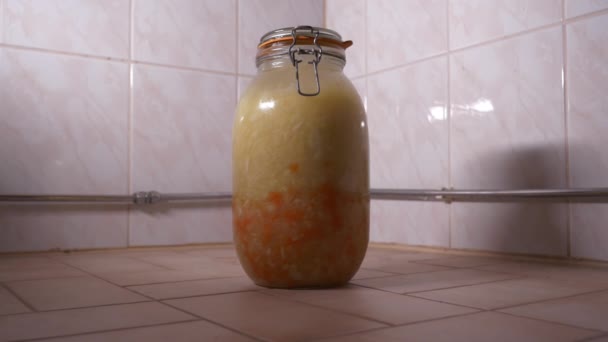 Time Lapse Sauerkraut Fermenting Two Weeks — Stockvideo