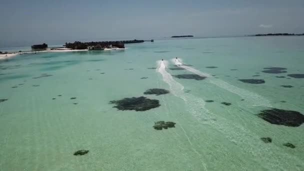 Fpv Angle Jet Ski Lagoon Maldives Resort — Stockvideo