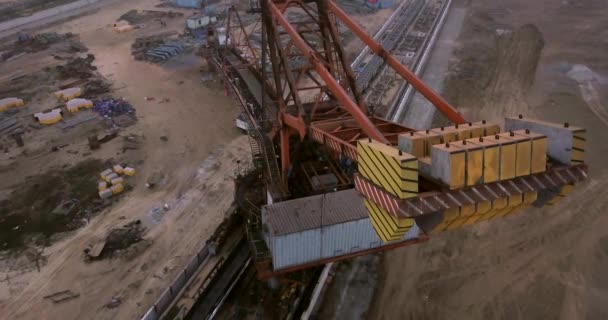 Combined Stacker Reclaimer Bulk Material Handling Paradip Port India Aerial — Wideo stockowe