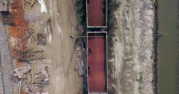 Top View Hopper Cars Transporting Coal Railway Paradip Port India — Stok video