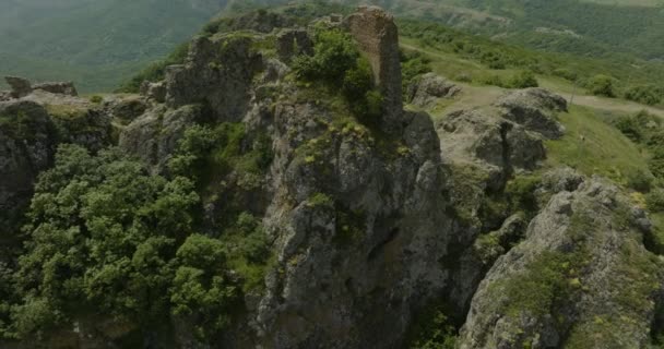 Daytime Panorama Azeula Fortress Ruins Its Natural Surroundings — Vídeos de Stock