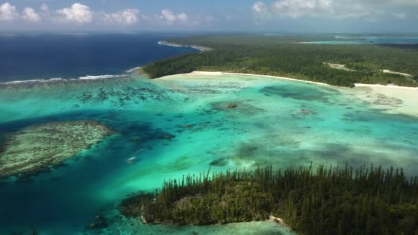 Oro Bay Isle Pines View Barrier Reef Pull Back Panoramic — Vídeo de Stock