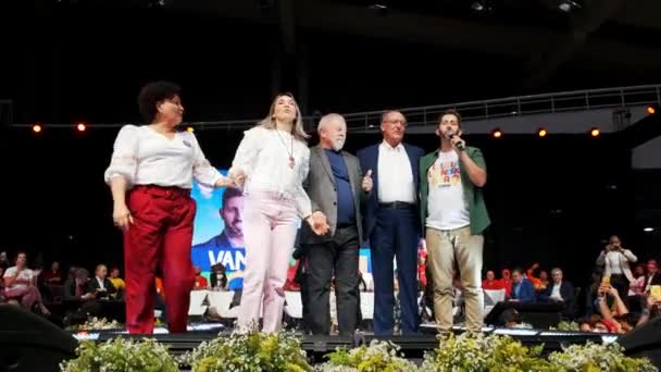 President Lula Vice President Alkimin 2022 Candidates Stand Supporters — Stock video