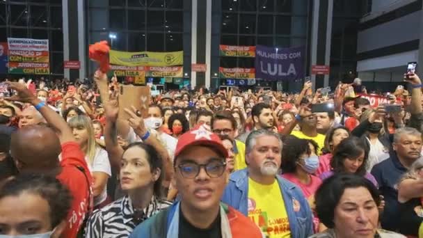 Crowd Presidential Candidate Lula Sing Support Candidate — Video Stock