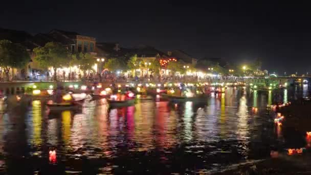 Timelapse Hoi Lantern Festival Colorful Lantern Lit Nights Celebration Lots — стокове відео