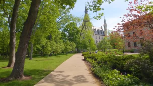 Slow Motion Pov Student Walking Northwestern University — Video Stock