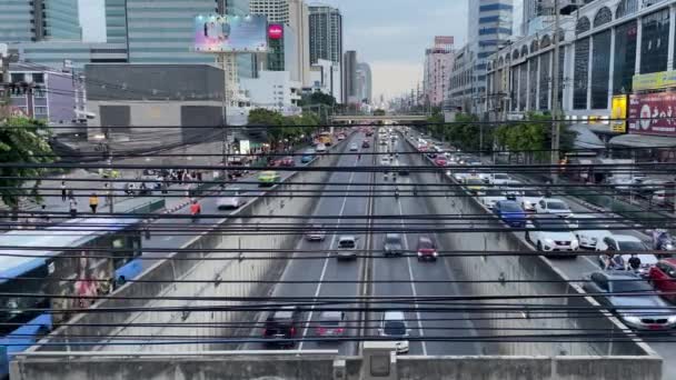 Electrical Communication Overhead Cables Streets Bangkok Sutthisan Neighbourhood All Overhead — Stock videók