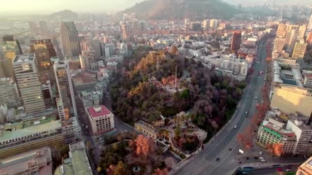 Aerial Orbit Santa Lucia Hill Covered Autumnal Trees Santa Lucia — Stockvideo