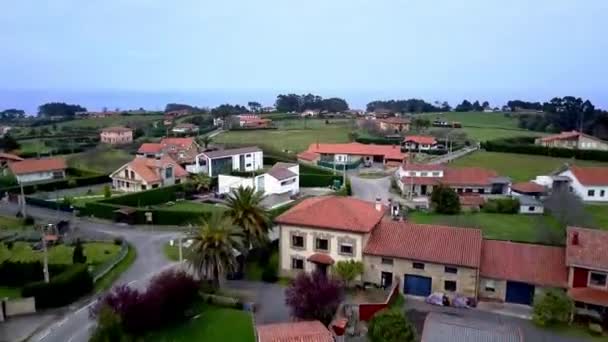 Fast Drone Shoot Small Road Selorio Asturias Spain See Green — Vídeo de Stock