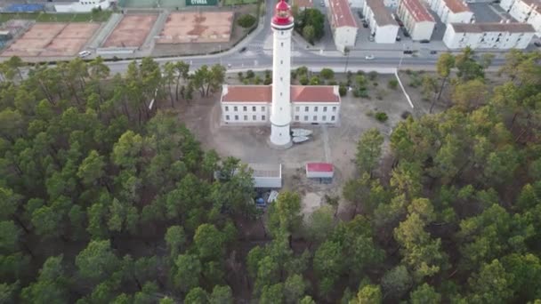 Aerial View Vila Real Santo Antnio Lighthouse Dolly Back Tilt — Video Stock