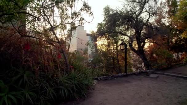 Truck Right Trail Santa Lucia Hill Surrounded Autumnal Trees Vegetation — Stockvideo