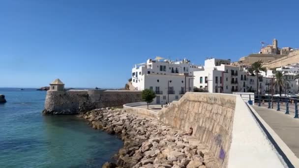 Timelapse Panoramic View Historical Centre Ibiza Island Harbur Splendid Summer — Vídeo de Stock