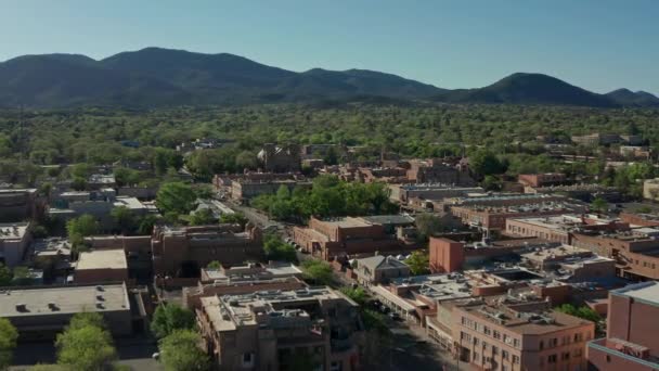 Aerial View Downtown Santa New Mexico — Vídeos de Stock