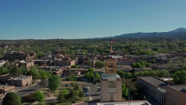 American New Mexico State Flags Flying Santa New Mexico — Wideo stockowe