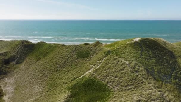 Aerial View Sanddune Can Seen Beach North Sea — Stockvideo