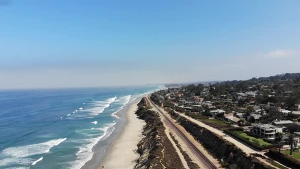 Coastline Ocean Del Mar Beach San Diego California — Stock Video