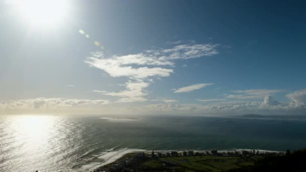 Elevated Late Afternoon View Green Point Iconic Robben Island — Stok Video