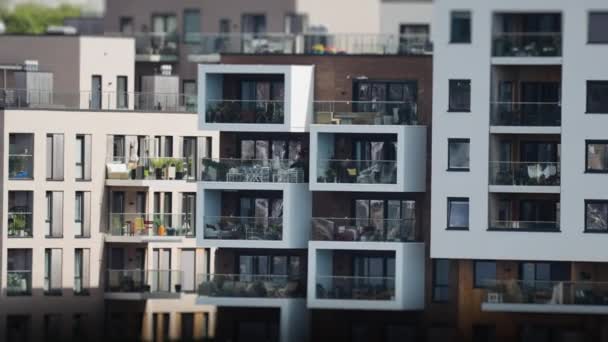 Modern Apartment Buildings Coastline Kristiansand City Tilt Shift Video — Vídeos de Stock