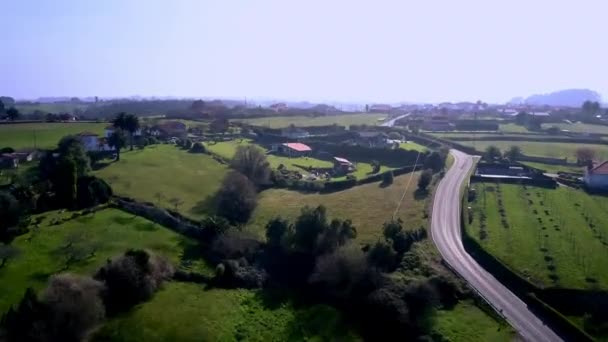 Fast Engaging Drone Shoot Pushing Selorio Asturias Spain See Green — ストック動画