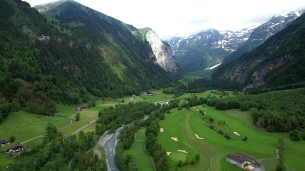Nature Switzerland Aerial View Green Valley — Video Stock