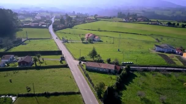 Pushing Drone Shoot Selorio Road Asturias Spain See Green Nature — Video Stock