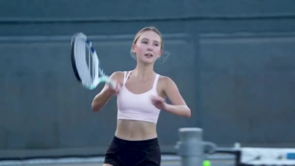 Teenager Practicing Tennis Summer Afternoon — Wideo stockowe