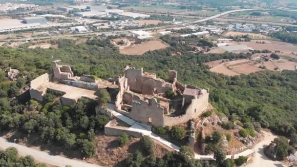 Stunning Orbiting Aerial Castell Palafolls Located Palafolls Barcelona Catalua Spain — Stock Video