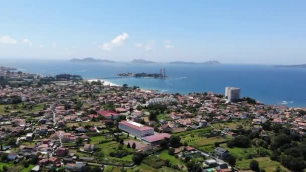 Float City Vigo Galicia Spain Fly Colorful Coastal Islands Isla — Vídeos de Stock