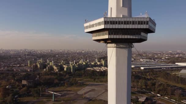 Rising Aerial Footage Top Torre Espacial Buenos Aires Argentina — Video Stock