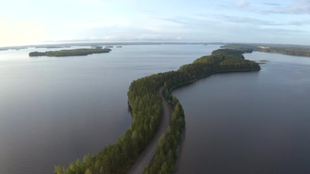 Aerial View Long Narrow Island Finland — ストック動画