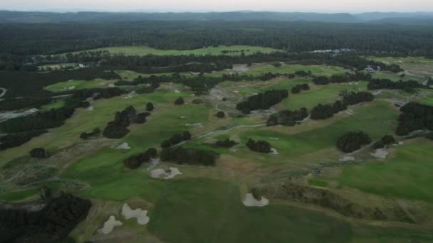 Bandon Dunes Golf Resort Oregon Usa Aerial Wide Shot Landscape — Vídeos de Stock