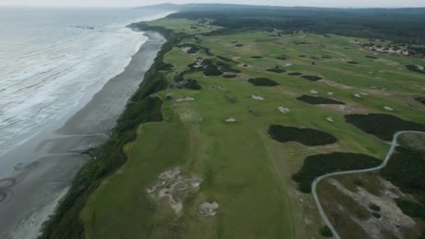 Bandon Dunes Famous Golf Resort Located Oregon Coast Aerial Drone — Stock video