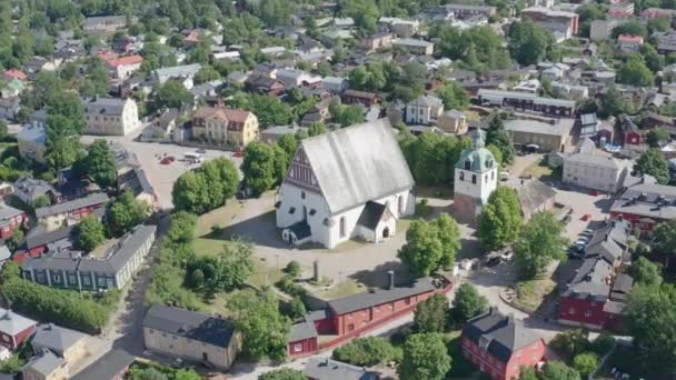 Porvoo Church Sunny Day Surrounded Idyllic Old Town — Vídeo de stock