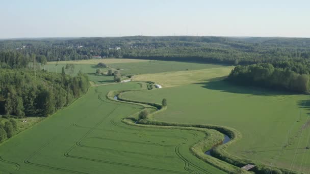 Rotating Drone Footage Meander River Finland Klaukkala Isoniittu — 비디오