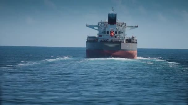 Rear View Kess Cargo Ship North Sea Tilt Shift Video — Stock video