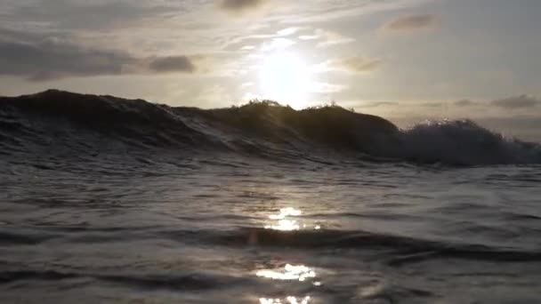 Person Going Massive Ocean Wave Drowning Concept Pov View — Stok video