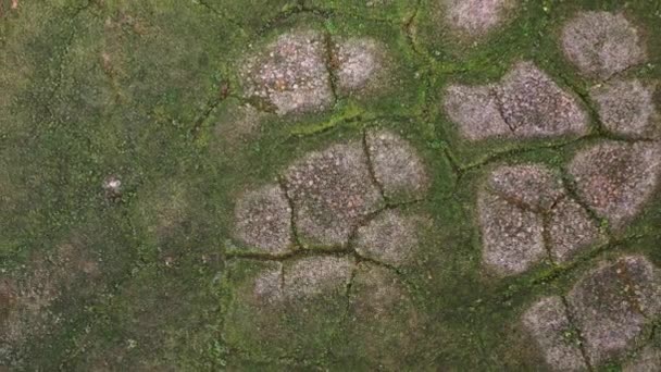 Top Aerial Takeoff View Cracked Stony Tundra Land Covered Partly — Stockvideo