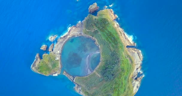 Topdown View Vilafranca Campo Iconic Island Sao Miguel Azores Drone — ストック動画