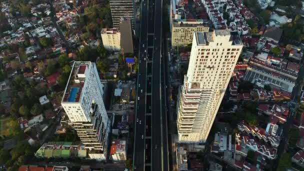 Highway Interstate Road Two Skyscrapers Segundo Piso Perifrico Mexico City — Stockvideo