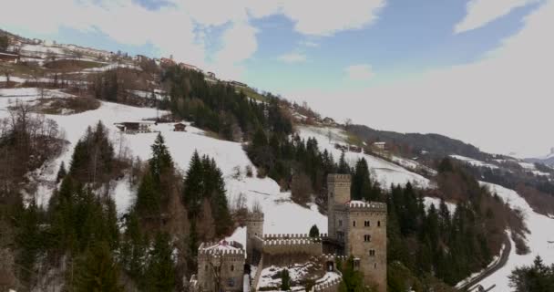 Beautiful Reveal Gernstein Castle Located Dolomites Winter Time — 비디오