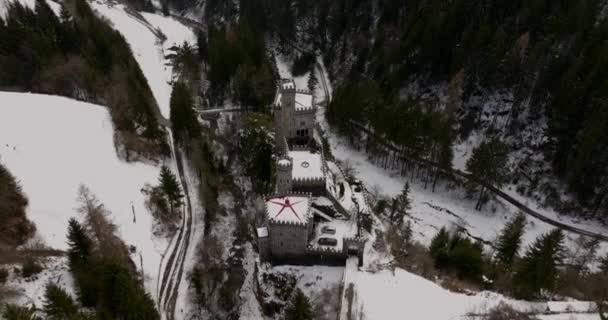 Camera Crane Movement Showing Gernstein Castle Plan — стоковое видео