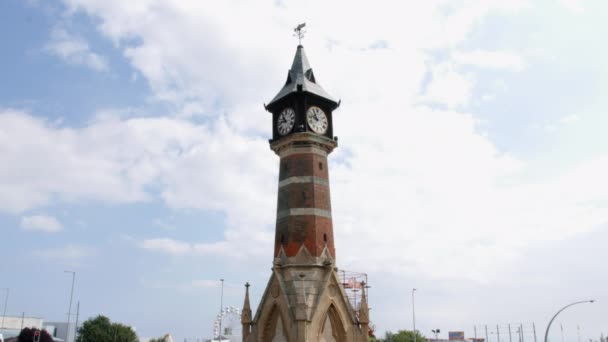 Clock Tower Skegness Centre British Seaside Holiday Town — Stock Video